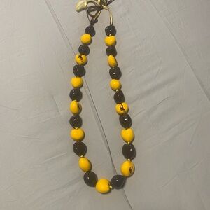 Fun Yellow and Brown Beaded Necklace